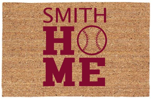[DIY] Home (Stacked, w/Baseball - Personalized) Door Mat