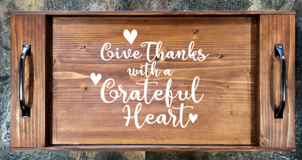 Give Thanks with a Grateful Heart w/Hearts Serving Tray